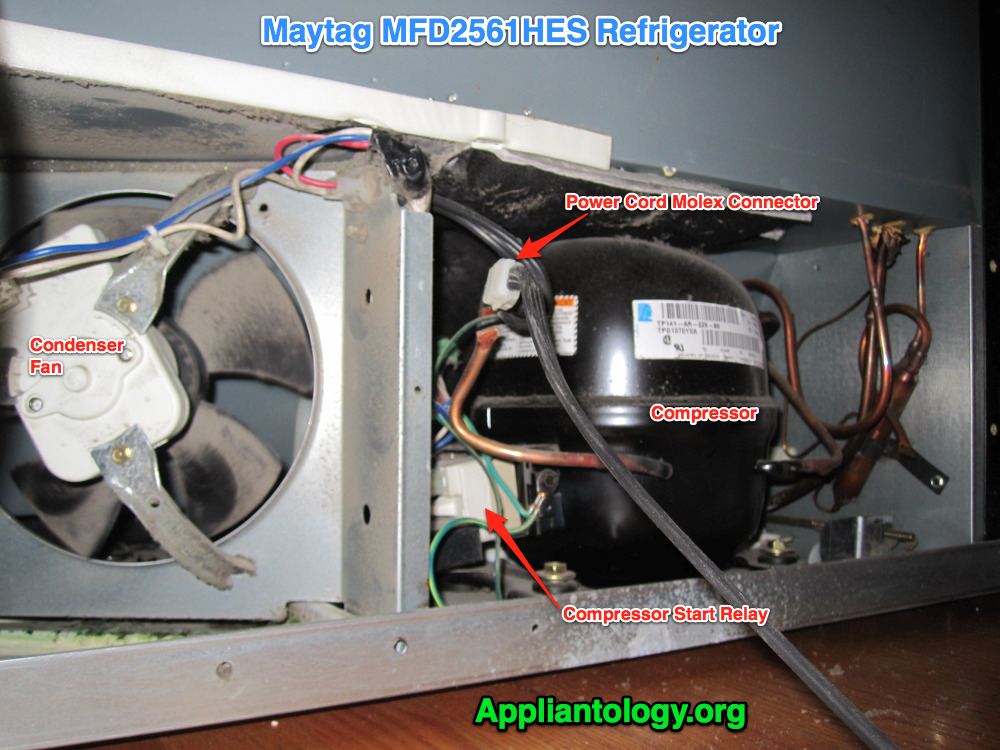 Compressor Compartment Anatomy in a Maytag MFD2561HES ... window ac capacitor wiring diagram 