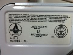 Admiral LNC 8750 A71 model plate