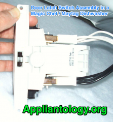 Door Latch Switch Assembly in a Magic Chef / Maytag Dishwasher