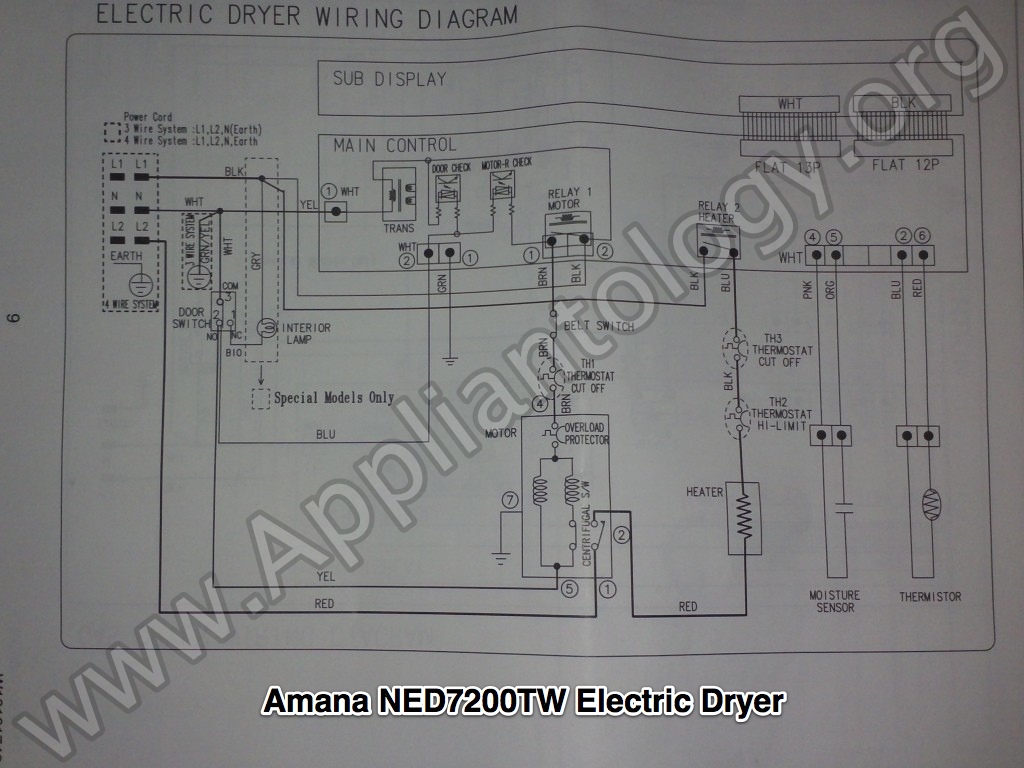 Amana NED7200TW (Samsung built) Electric Dryer Wiring Diagram - The