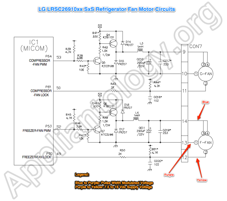 LG Refrigerator LRSC26910 Fan Circuit Detail - The Appliantology