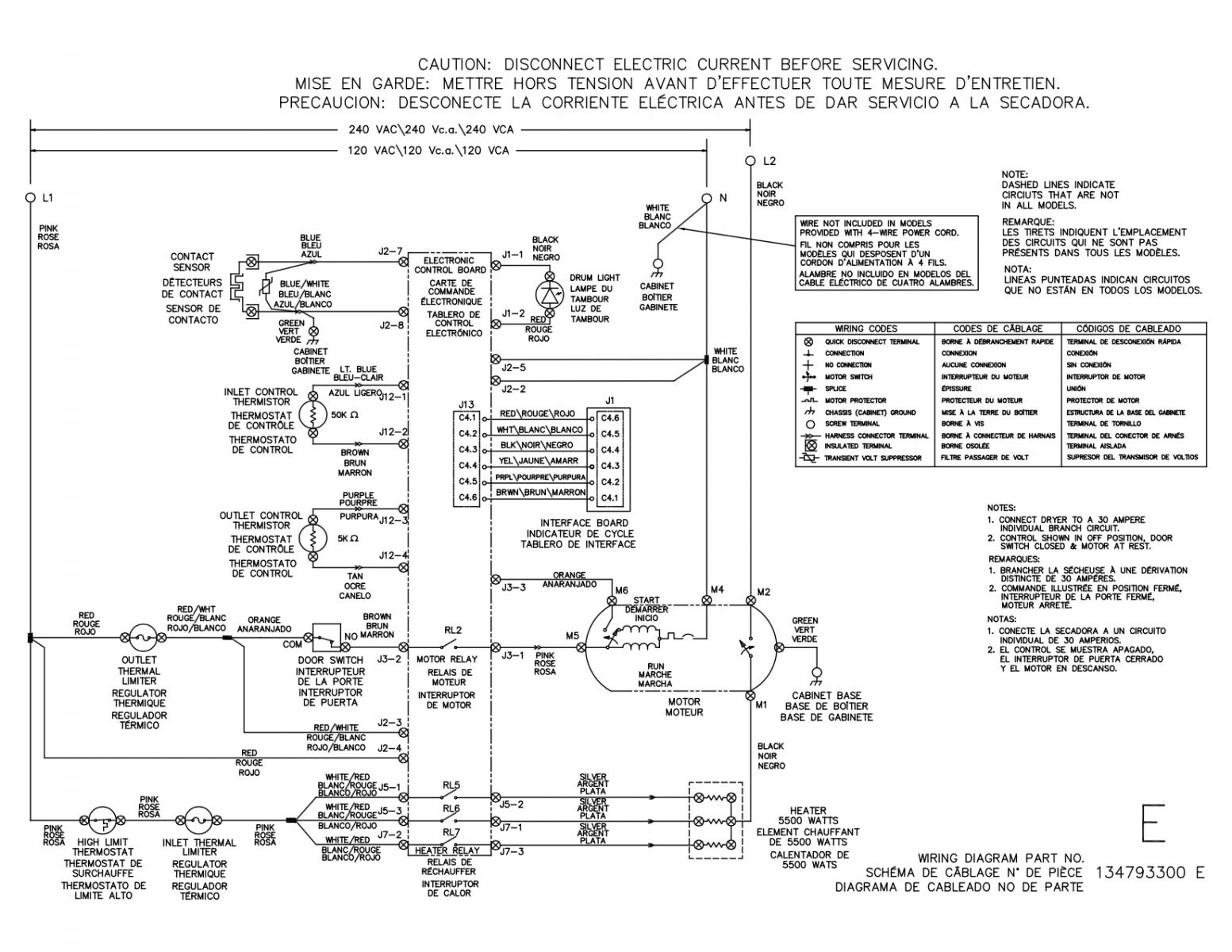 Electrolux EIGD50LIW0 Electric Dryer Schematic The Appliantology