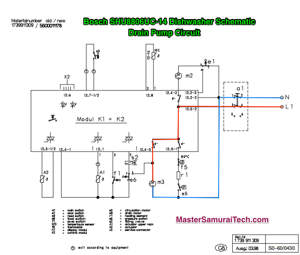 Bosch SHU8806UC 14 Dishwasher Schematic 58300000020476 The