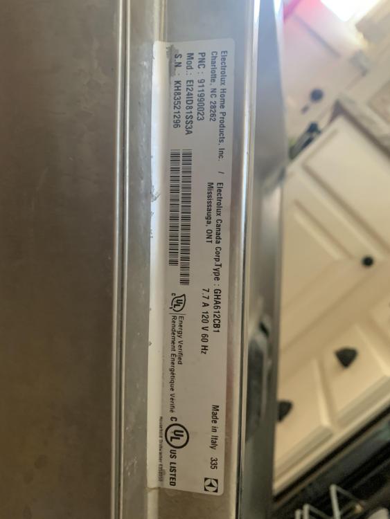 Electrolux dishwasher service manual request (EI24ID81SS3A) Appliance