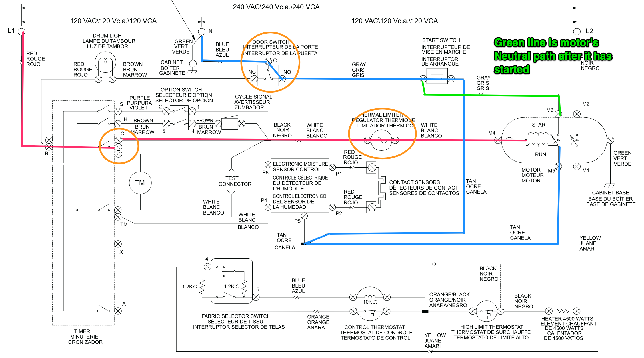 Electric Dryer Only Runs on Heat Cycles -- Solved with Schematic-Fu!