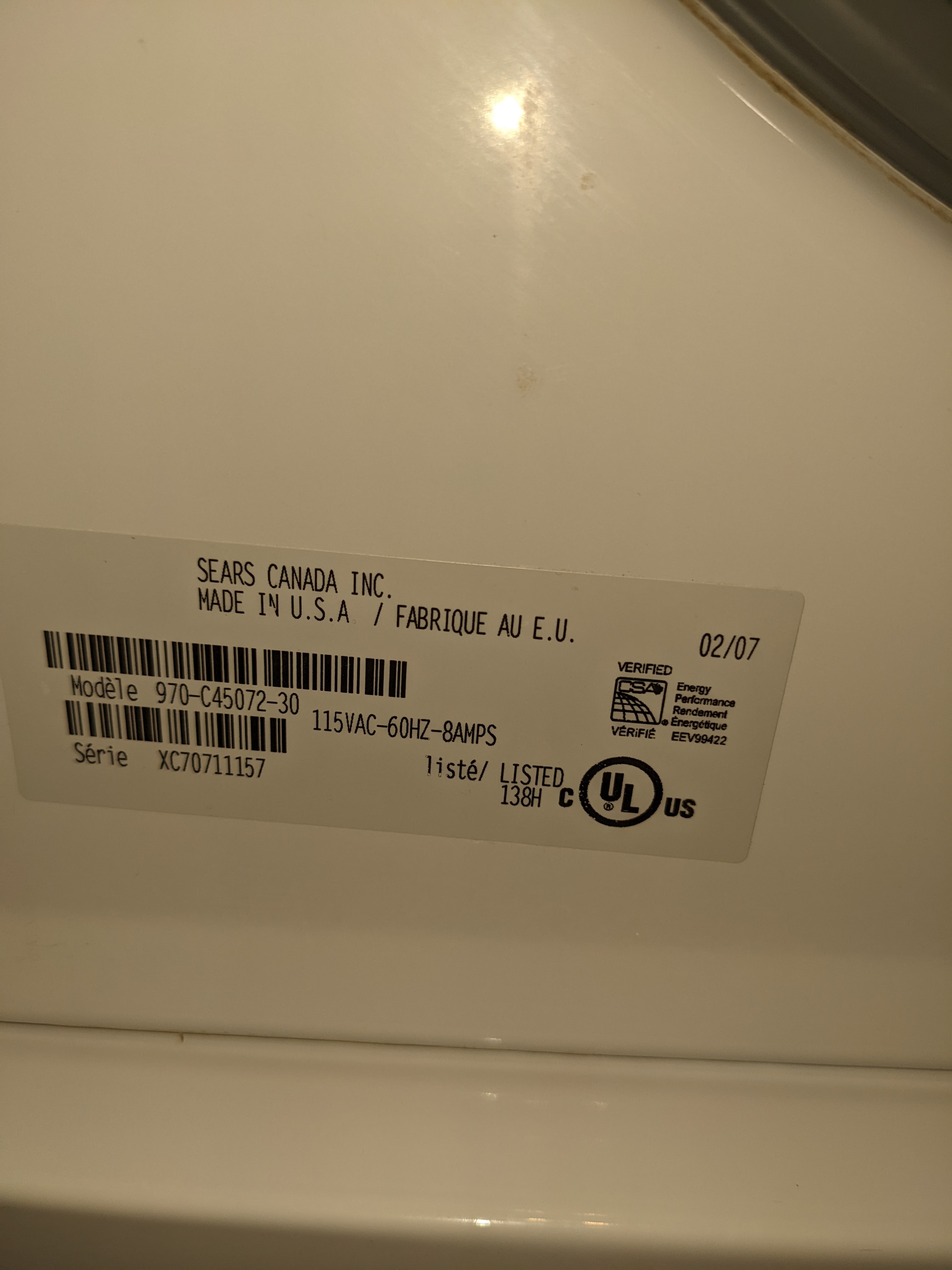 Kenmore washing machine model 970-C45072-30 service manual needed ...
