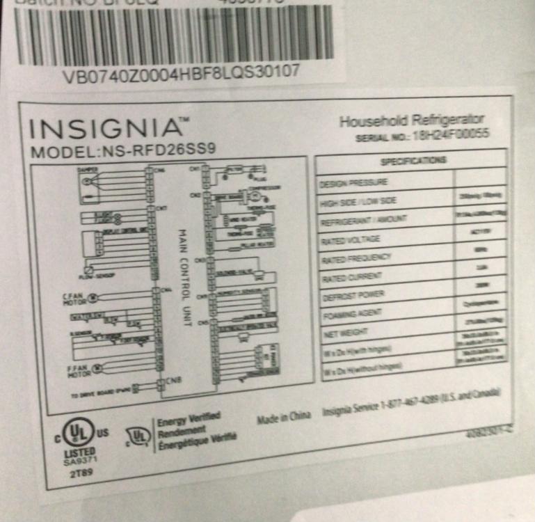 Request Insignia Refrigerator Tech Service Manual and Service Bulletins