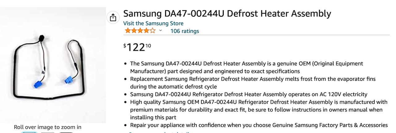 How to replace Samsung refrigerator defrost heater part # DA47